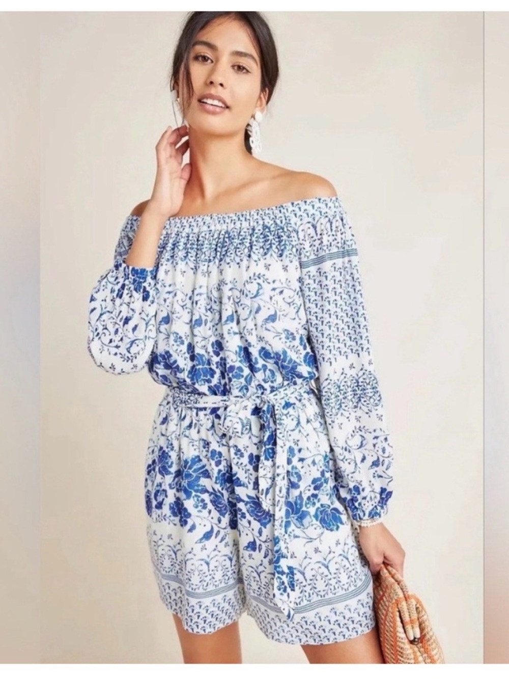 🌸 Anthropologie Clemente Off-The-Shoulder Romper | Size S | EUC